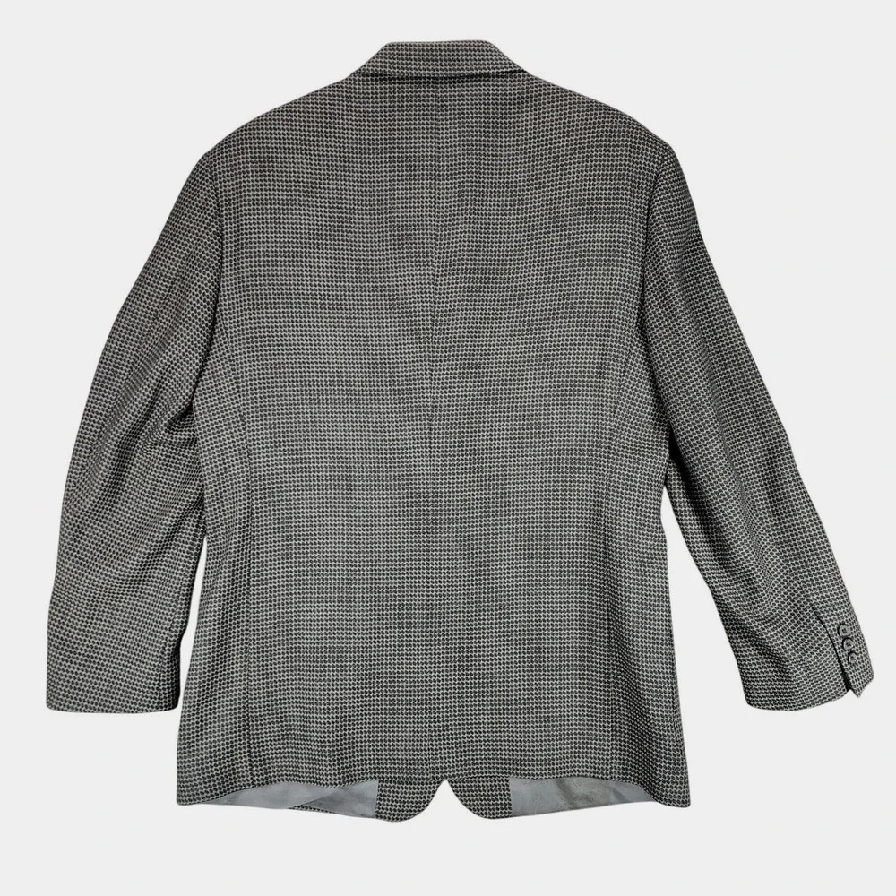 Vtg Nordstrom Blazer 40R Men Gray Nailhead‎ Tweed Birdseye USA Wool Preppy